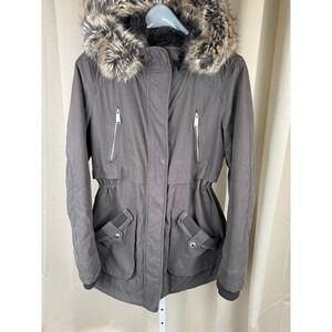 BCBGeneration Charcoal Faux Fur Hooded Utility Parka Jacket – Size M